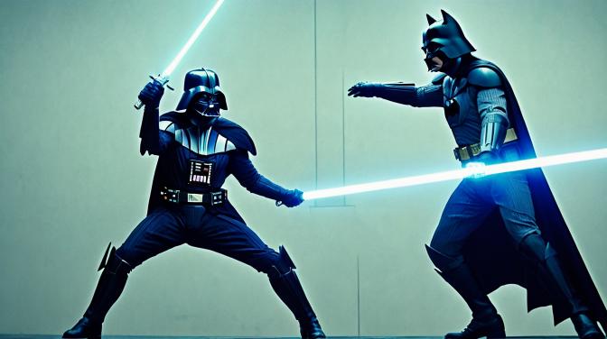 Have Darth Vader vs Batman in a lightsaber battle.