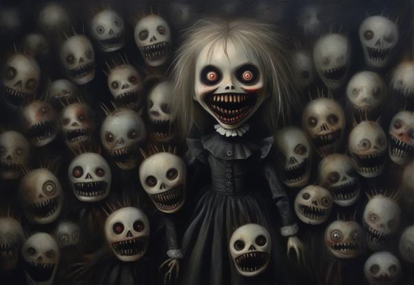 Creepy doll with many teeth