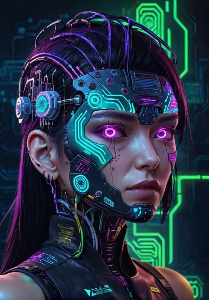 Circuitry melting off of her head.