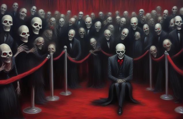 Guy pooping at a red carpet movie premiere.