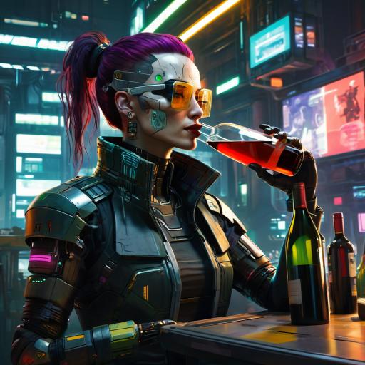 Ava drinking a bottle of wine.