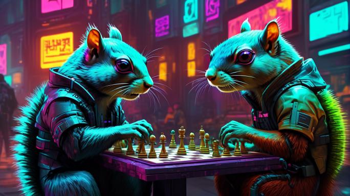 squirrels playing chess
