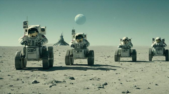 The Deadi Party but on the moon without their helmets on.