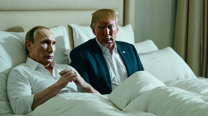 Donald Trump in bed with Putin.
