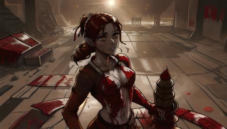 She stood in the sun with blood dripping off her sword,