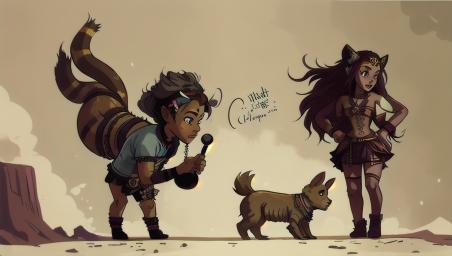 A dwarf with a chihuahua,